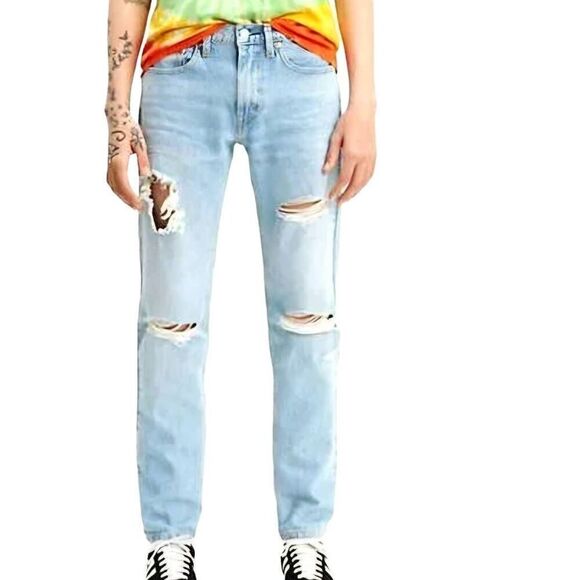 Levi's 511 Jeans Men's 31 Blue Slim Fit Stretch Light Wash Skater Distressed - Picture 1 of 5